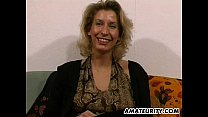 Amateur Milf toys and strokes a dick with cum on tits
