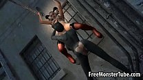 3D лесбиянку Harley Quinn вылизывают на улице