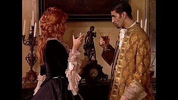 Redhead noblewoman banged in historical dress