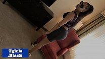Black natural tgirl solo jerking her candybar