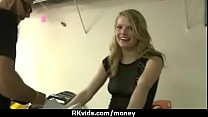 Tight teen fucks a man in front of the camera for cash 27