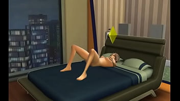Сим мастурбирует в постели