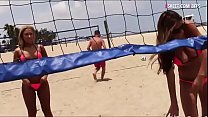 Beach volleyball turns to horny groupsex