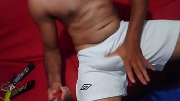 Big big cock in white shorts