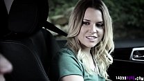 Aubrey Sinclair blowjob the drivers thick cock