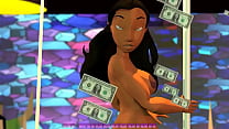 Confronto de stripclub videogame preto e latino de bunda grande onde strippers sexy brigam e fodem