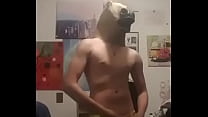 Young man masturbates dressed as a Pony
