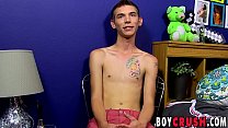 Twink Bentley Ryan strokes his large cock for an interview
