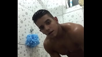 Handsome latino in the shower