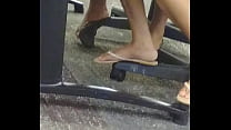 Ebony teen feet shoeplay orange toes