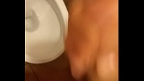 Cumshot in public toilet