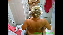 ass, big boobs, nice body, mom, takes a shower, spying on his wife