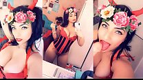 Safadinha brunette doing self strip devil, sucking and enjoying tasty with vibrator, panties all wet