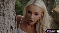 Sexy blonde joins masturbation babe outdoors