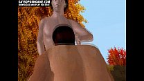 Hot 3D cartoon hunk getting double teamed outdoors