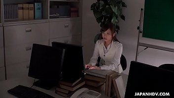 Japanese office lady, Aihara Miho is masturbating at work, uncensored