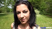 Nelly, hot and sexy, gets fucked hard by five guys outdoors