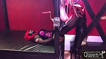 Queen Dominatrix Frida t. her Tranny in GloryHole with Anal Play
