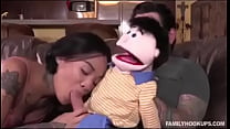 Bizarre sucking puppet dick