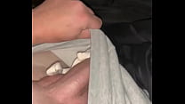 Rock hard cock popping out of my sweatpants