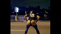 Fat butt latino public street twerk