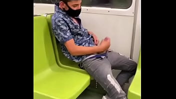 Mascara pajeandose en el metro