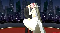 casamento de Sakura Anime Hentai Netorare Recém-casados tiram fotos com os olhos cobertos a. Esposa Parvo