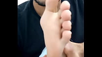 male licking his own gay foot