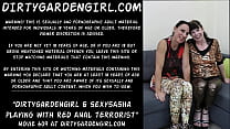 Dirtygardengirl & SexySasha playing with red anal terrorist and prolapse
