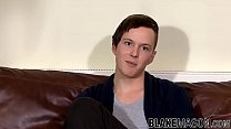 UK amateur twink Alex C solo dick stroking during interview