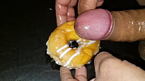 Playing with my glazed Donut and unloading my favorite Cum frosting.