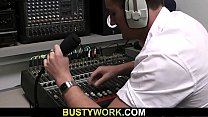 Fat pussy fingering and titjob at work