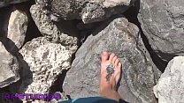 Step Son Shows Sexy Naked Bare Feet At The Beach