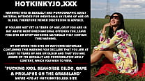 Hotkinkyjo fucking XXXL Seahorse dildo, gape & prolapse on the grassland