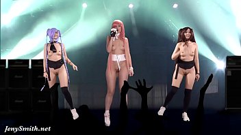 Naked Singer on stage. Virtual Reality