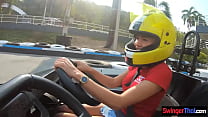 Amateur Thai girlfriend teen fun at go karts and gets fucked afterwards