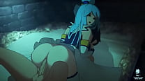 Aqua from konosuba rides cock in her ass