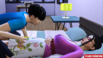 Stepson scopa la matrigna coreana | la matrigna asiatica condivide lo stesso letto con il figliastro nella stanza d'albergo
