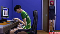 Madrastra japonesa pilla a su hijastro masturbándose frente a la computadora