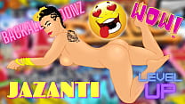 La sexy latina Jazanti muestra sus tatuajes y su gran culo para una caricatura de anime de Backalley