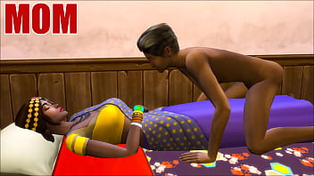 インドのママと息子-彼女の部屋で母親を訪ね、同じベッドを共有する