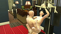Le maître pervers Roshi entraîne sexuellement la femme de Gohan la belle Videl devant son mari cocu Dragon Ball Hentai