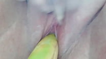 Putting a big banana on my tight pussy