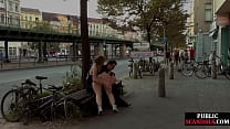 Busty german publicly humiliated outside before cock riding