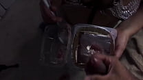 Little slut eating Four Milk Cake LATINA WHORE EATING CUM WITH CAKE