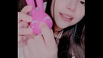 Curious girl masturbating with a bunny toy