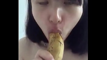 More deepthroat banana gagging from Chinese teacher