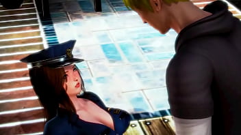 Jolie femme de sécurité ayant des relations sexuelles avec un homme blond dans la vidéo d'animation porno 3d hentai ryona