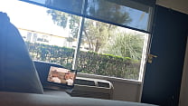 Public masturbation daylight motel window trying to get caught