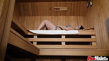 EU milf sucking dick in the sauna